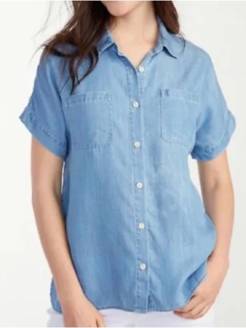 Tommy Bahama Light Blue Chambray Short Sleeve Chambray Button-Down